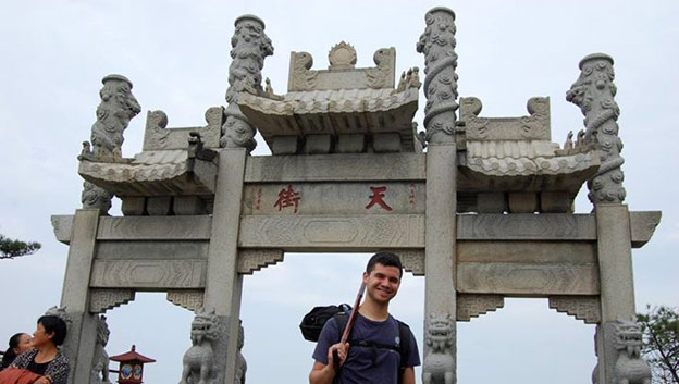 Brady 2015, Connor Tatooles near the summit of Mt. Tai in the Shandong province of China